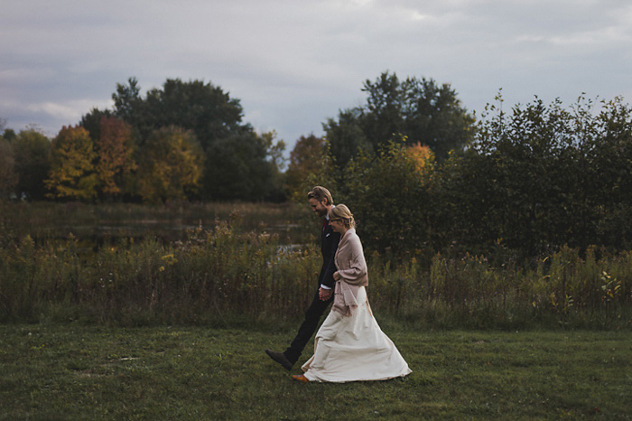 bride and groom walking