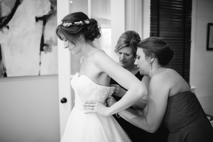 bride getting dressed