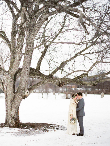 wedding portrait in the snow