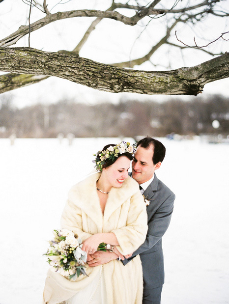 wedding portrait in the snow