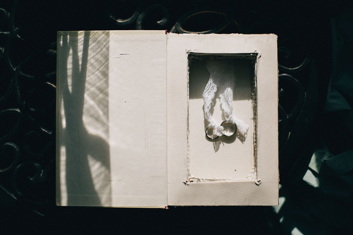 wedding rings on book