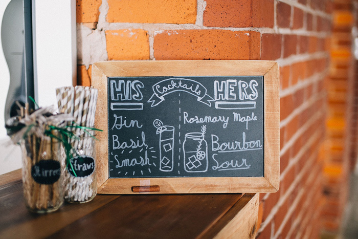 his and her cocktail chalkboard sign