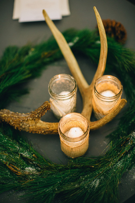 antler and mason jar candles