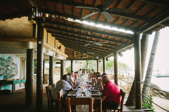 wedding guests at reception dinner