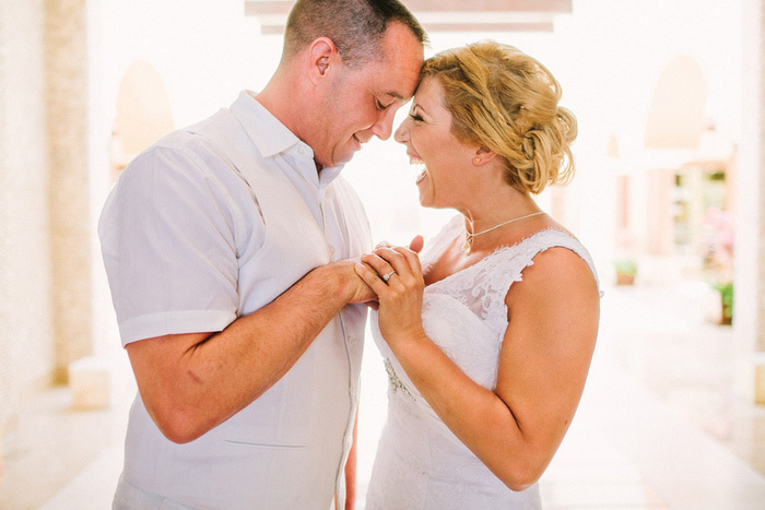 bride and groom excited to see each other