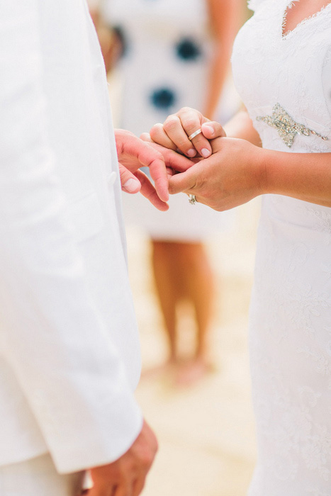 bride and groom exchanging rings