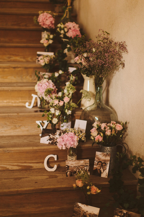 flowers on stairs