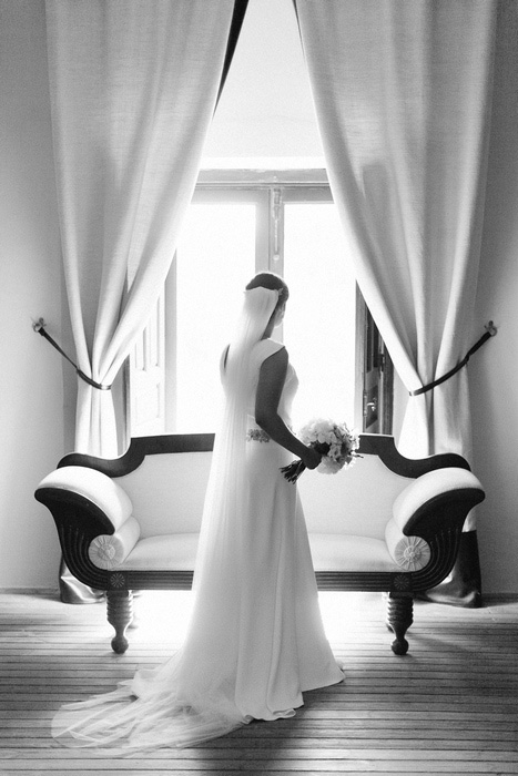 black and white bride portrait