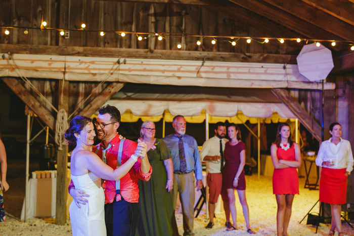 bride and groom dancing