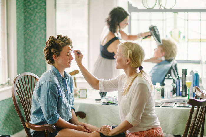 bride getting her make-up done