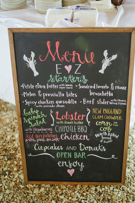 chalkboard wedding menu