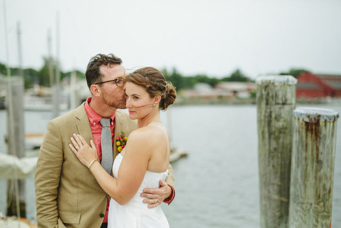 bride and groom portrait on the dock