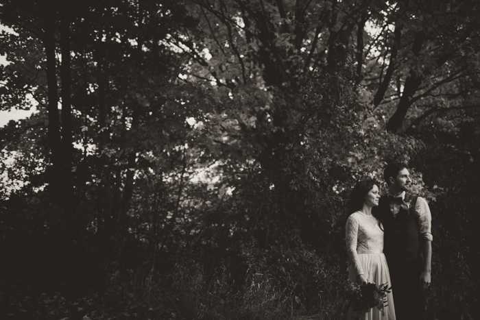 black and white wedding portrait