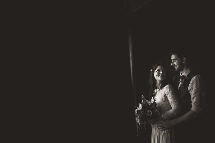 black and white wedding portrait