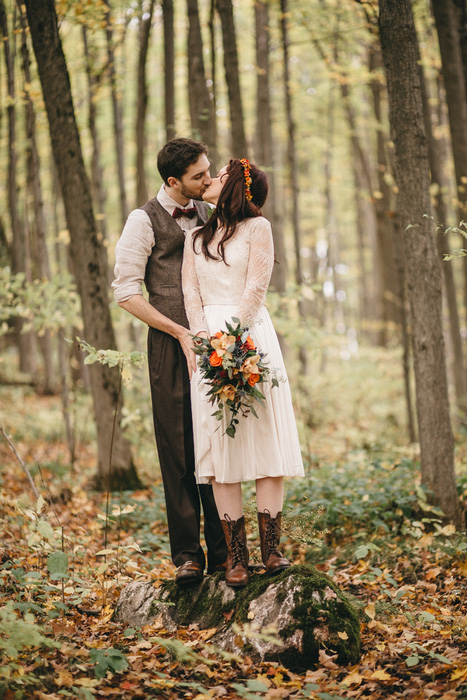 wedding portrait in the woods