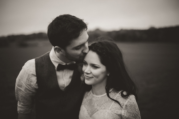 black and white wedding portrait