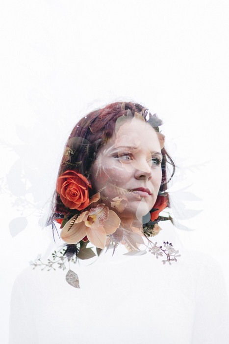 double exposure bridal portrait