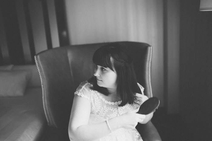 bride doing her hair