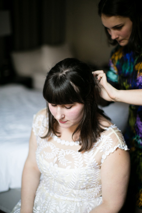 bride getting her hair done