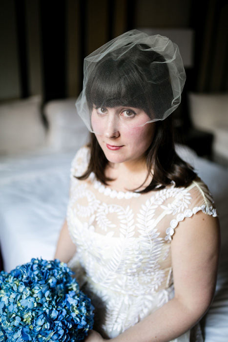 bride in blusher veil