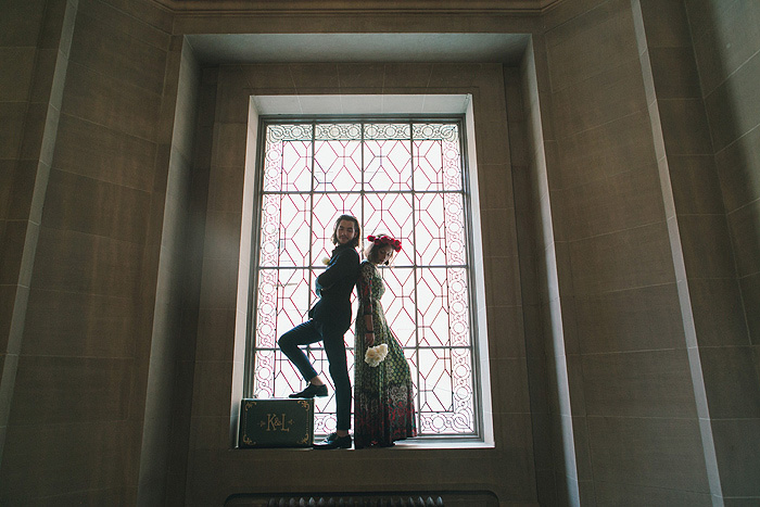 Portrait inside City Hall window