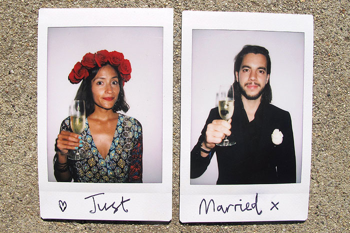 polaroids of bride and groom