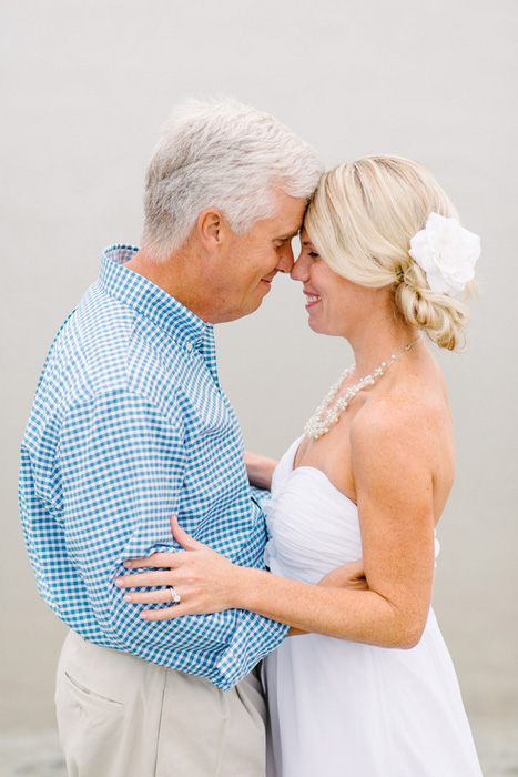 bride and groom head to head