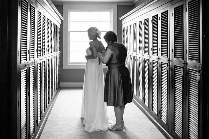 bride getting dressed