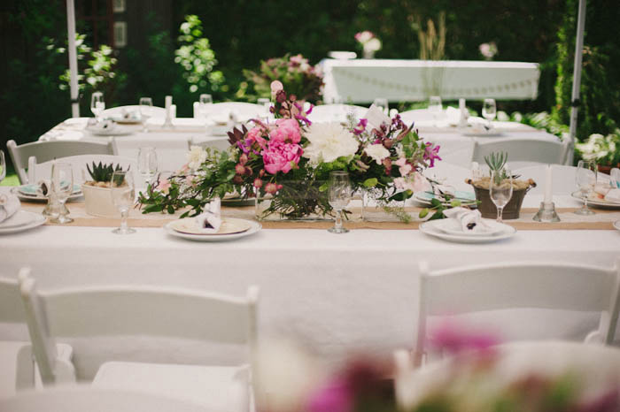 rustic backyard wedding reception table