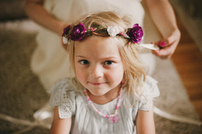 flower girl getting ready