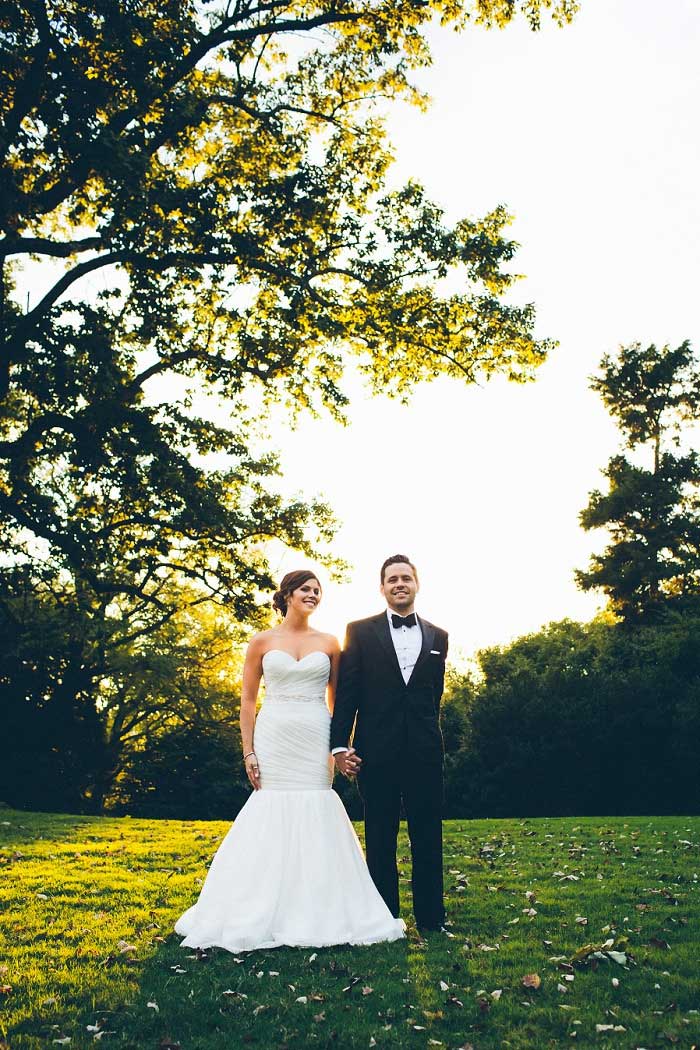 bride and groom portrait at golden hour