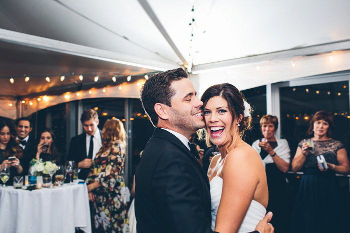 bride and groom dancing