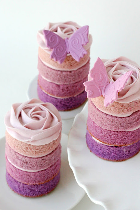Ombre cakes with butterflies