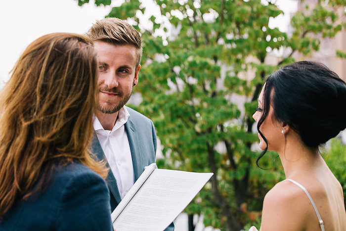 groom during elopement ceremony