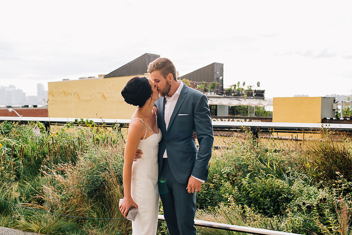 bride and groom kissing