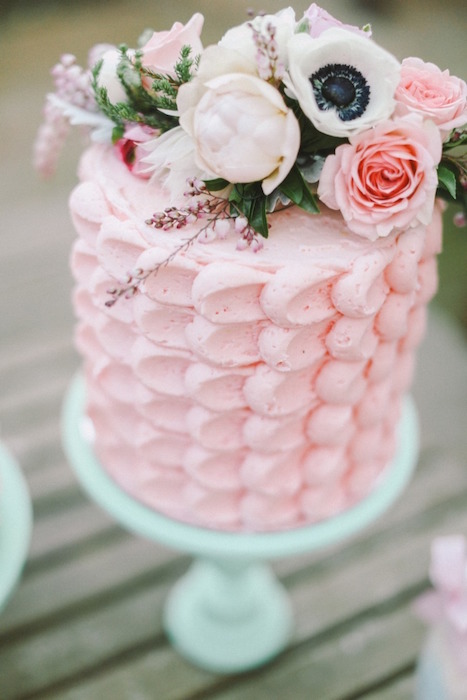 pink cake ruffled