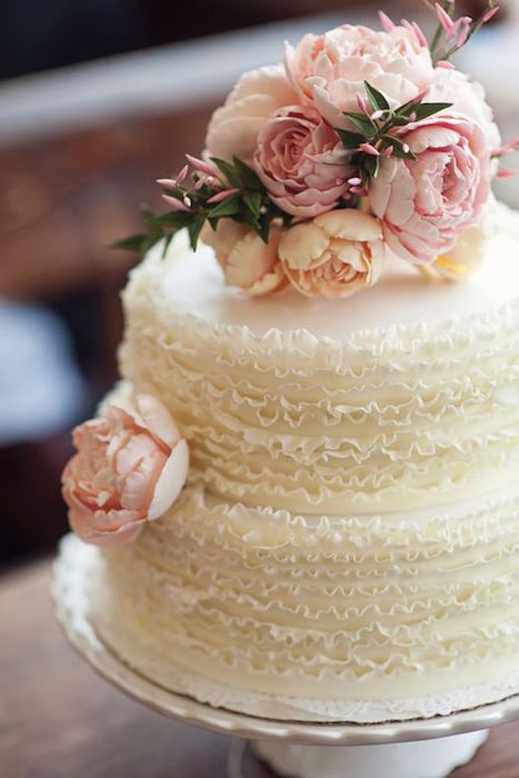 white cake with ruffles