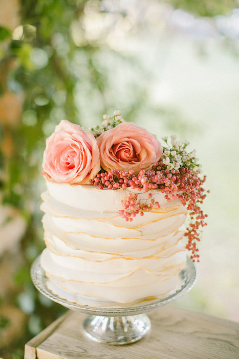 small ruffled wedding cake