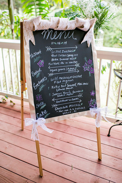 chalkboard wedding menu