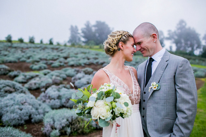 lavender farm wedding portrait