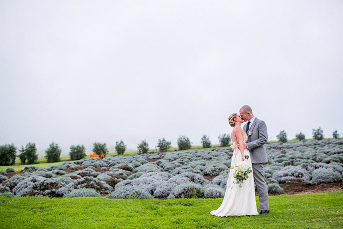 bride and groom kissing