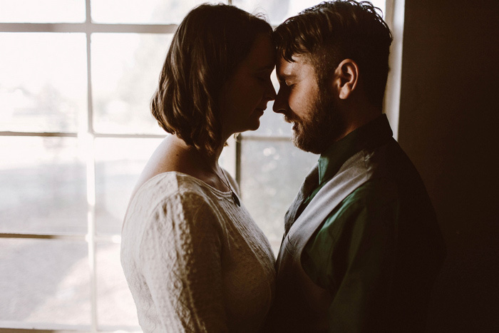 intimate bride and groom portrait