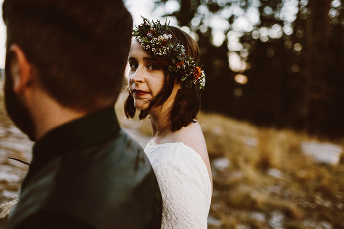 bride looking behind her