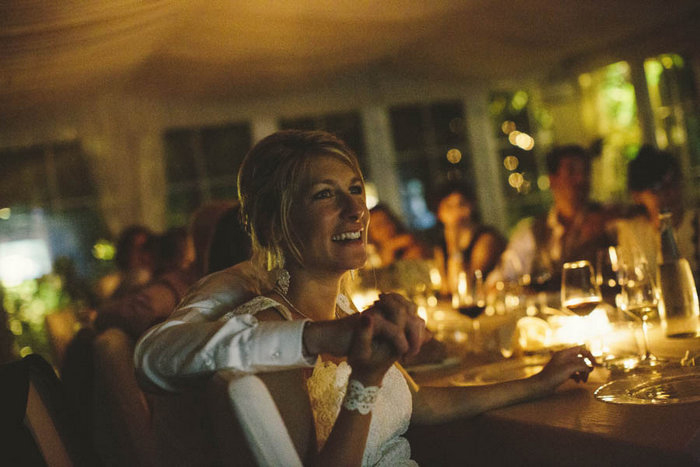 bride listening to speeches