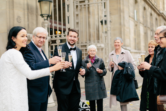 champagne toast in Paris square