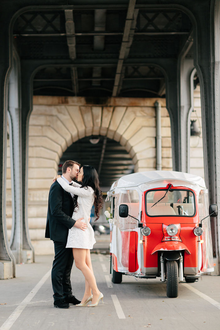 bride and groom portrait in paris