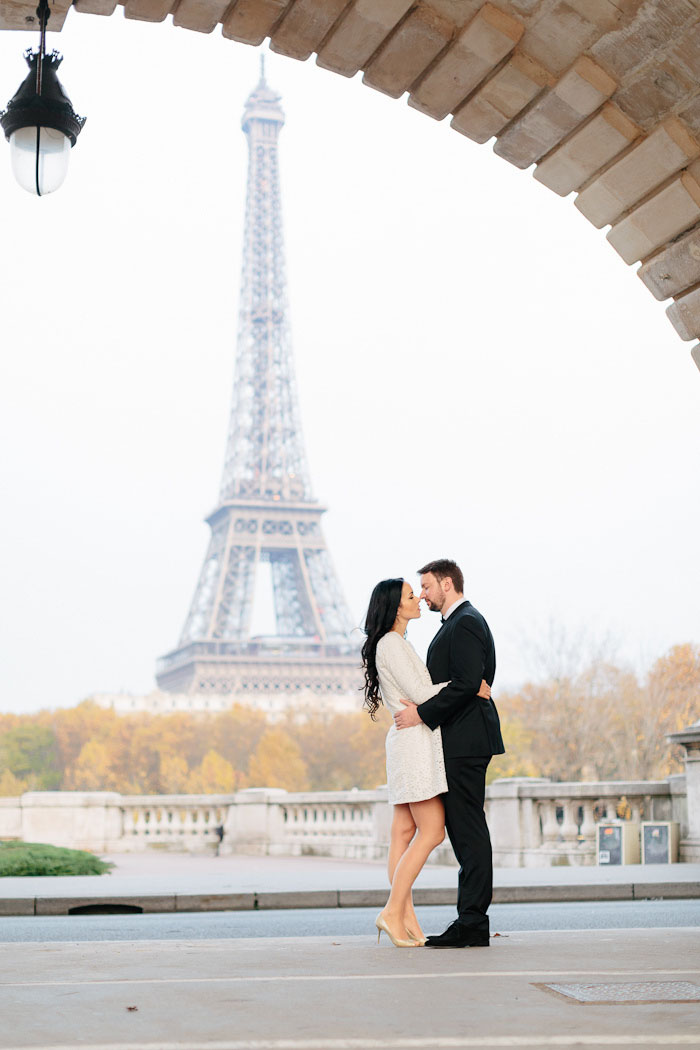 bride and groom portrait in paris