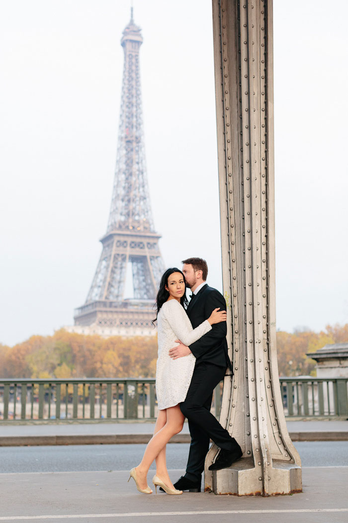 bride and groom portrait in paris