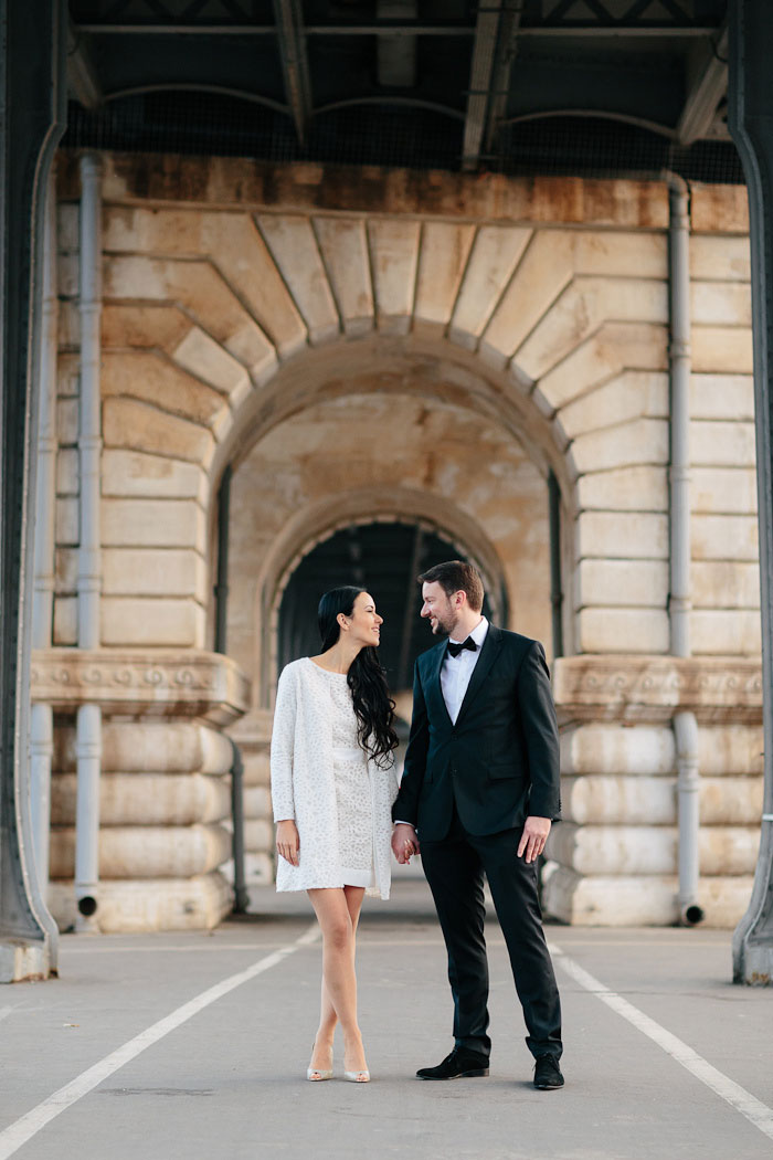 bride and groom portrait in paris
