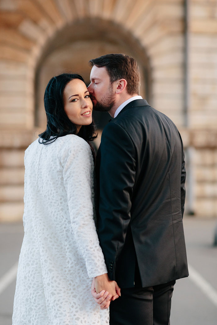 bride and groom portrait in paris